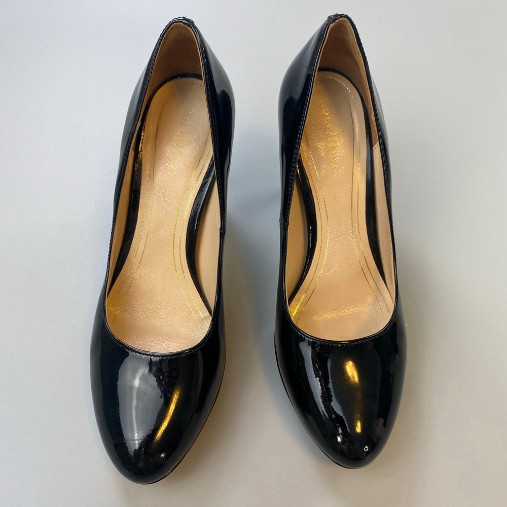 Cole Haan Nike Air Heels Womens 7B Black Patent Leather Platform Sexy Office